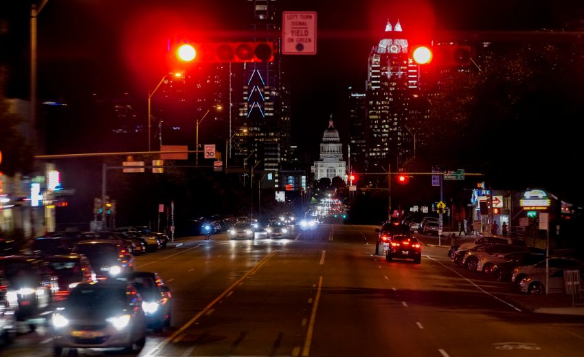 Congress Avenue and the Texas State Capitol Austin from the Bus